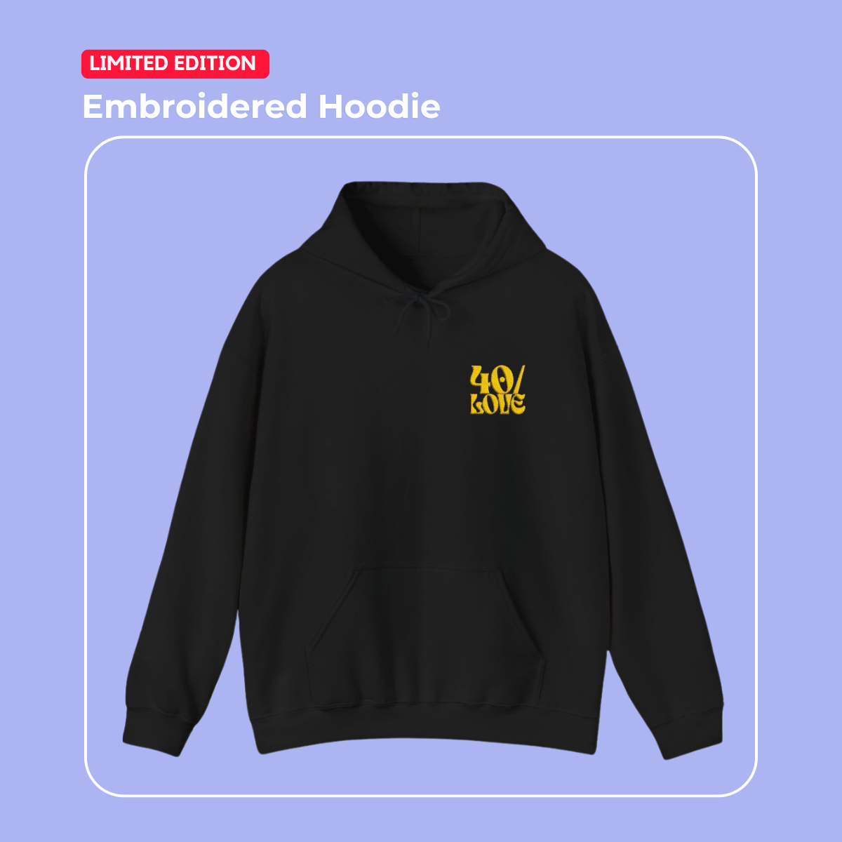 40/Love Hoodie - Embroidered Yellow