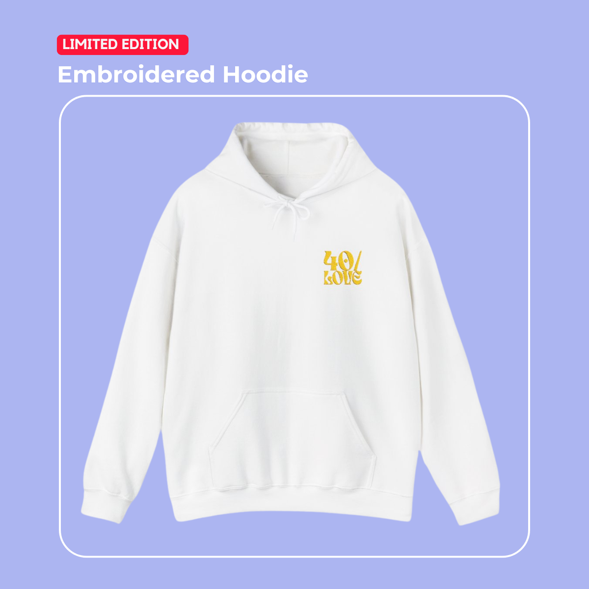 40/Love Hoodie - Embroidered Yellow