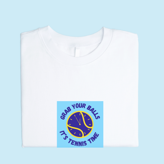 Grab Your Balls, It's Tennis Time Tee - Blue