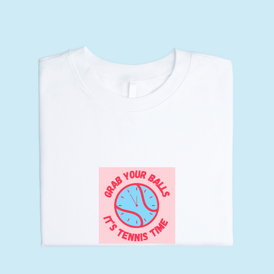 Grab Your Balls, It's Tennis Time Tee - Pink