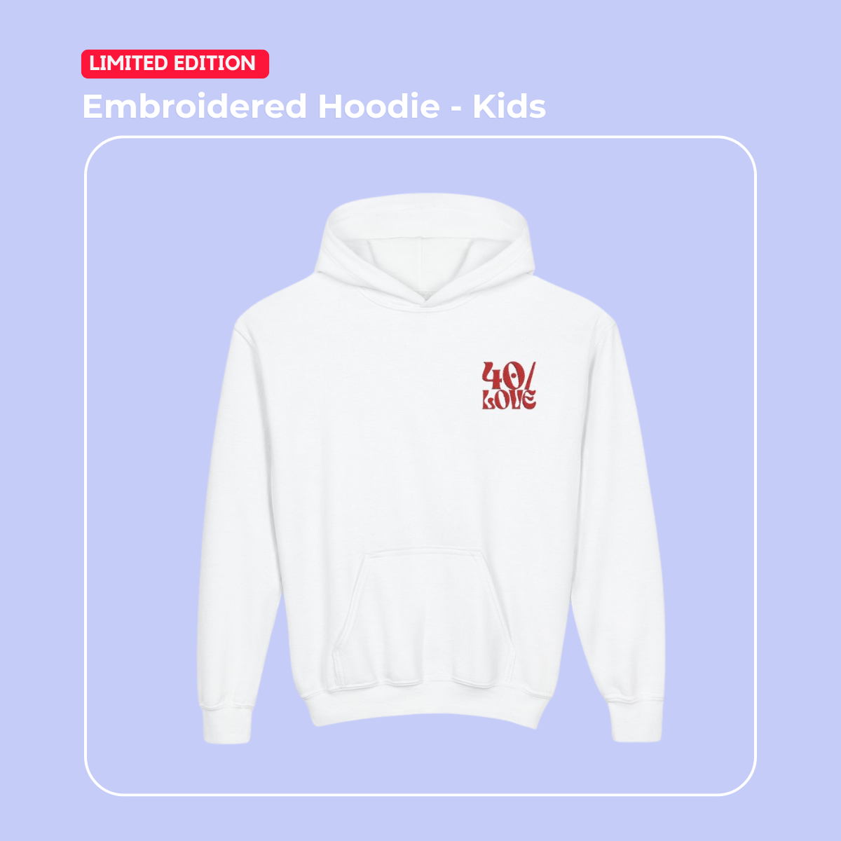 40/Love Hoodie (Kids) - Red
