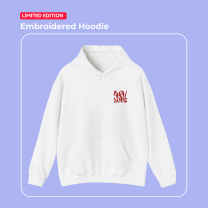 40/Love Hoodie - Embroidered Red
