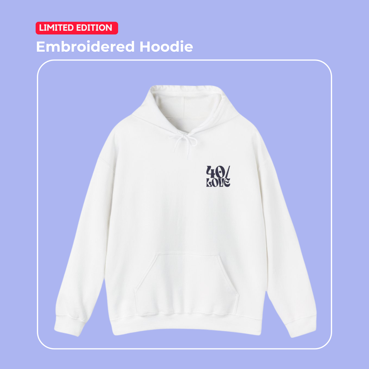 40/Love Hoodie - Embroidered Navy
