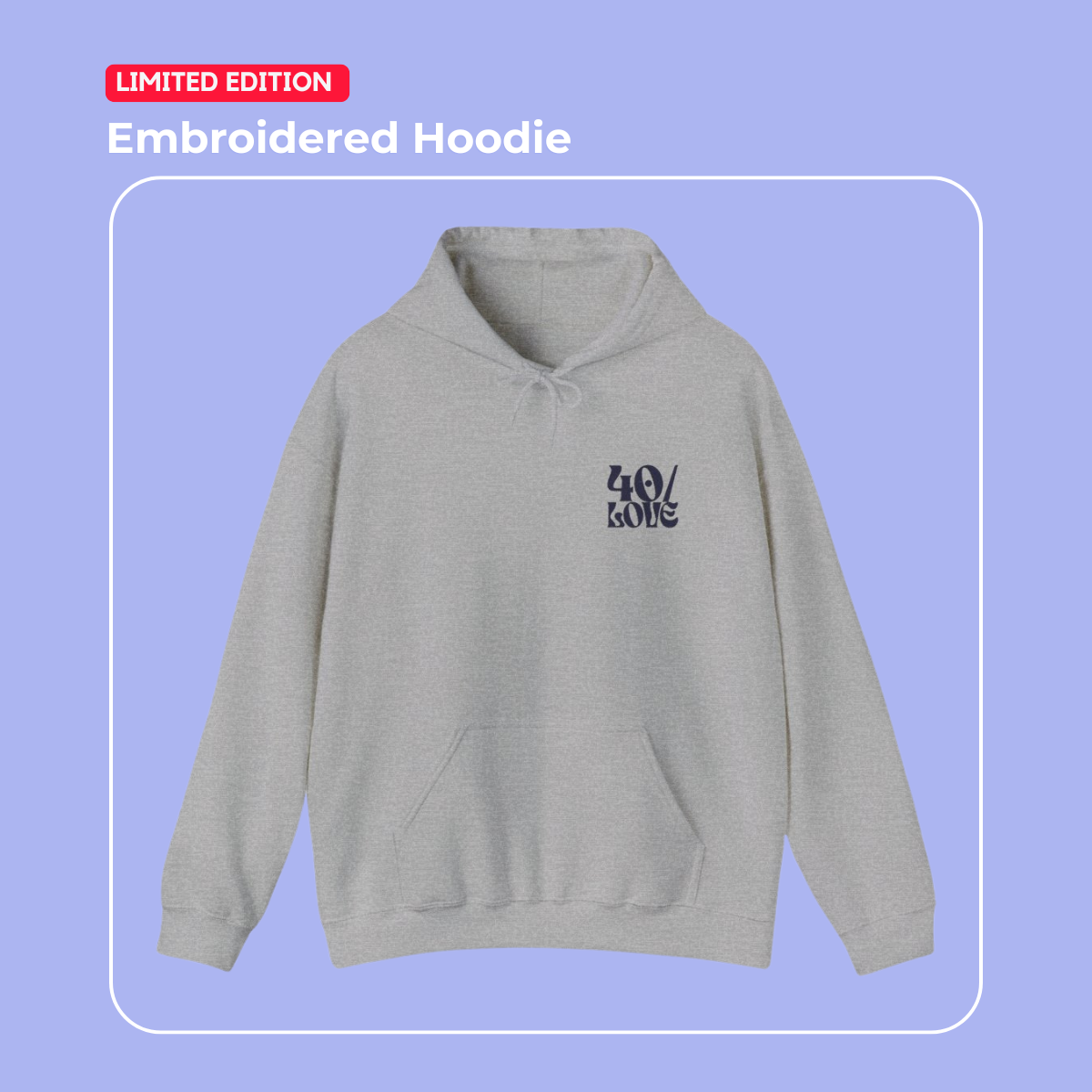 40/Love Hoodie - Embroidered Navy