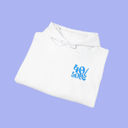 40/Love Hoodie - Embroidered Blue