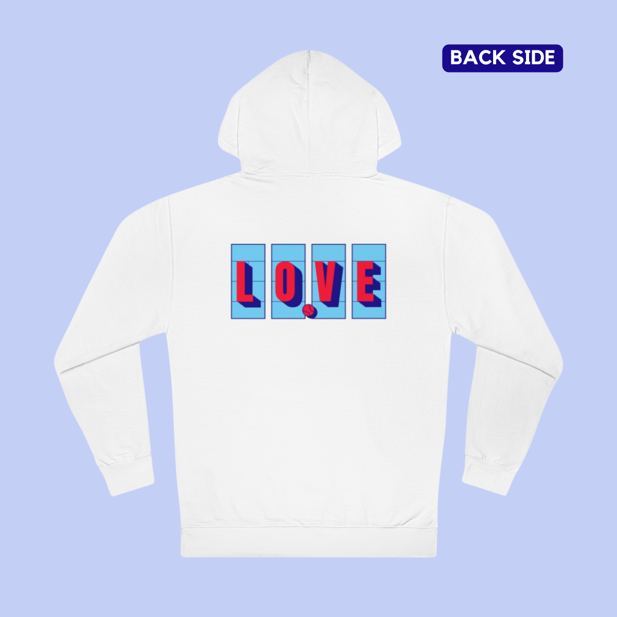 Love Tennis Four Courts - Back Design Hoodie - Blue