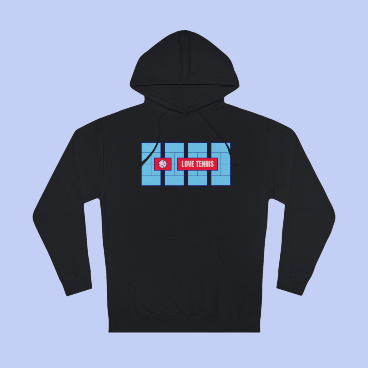 Love Tennis Four Courts - Front Design Hoody - Blue