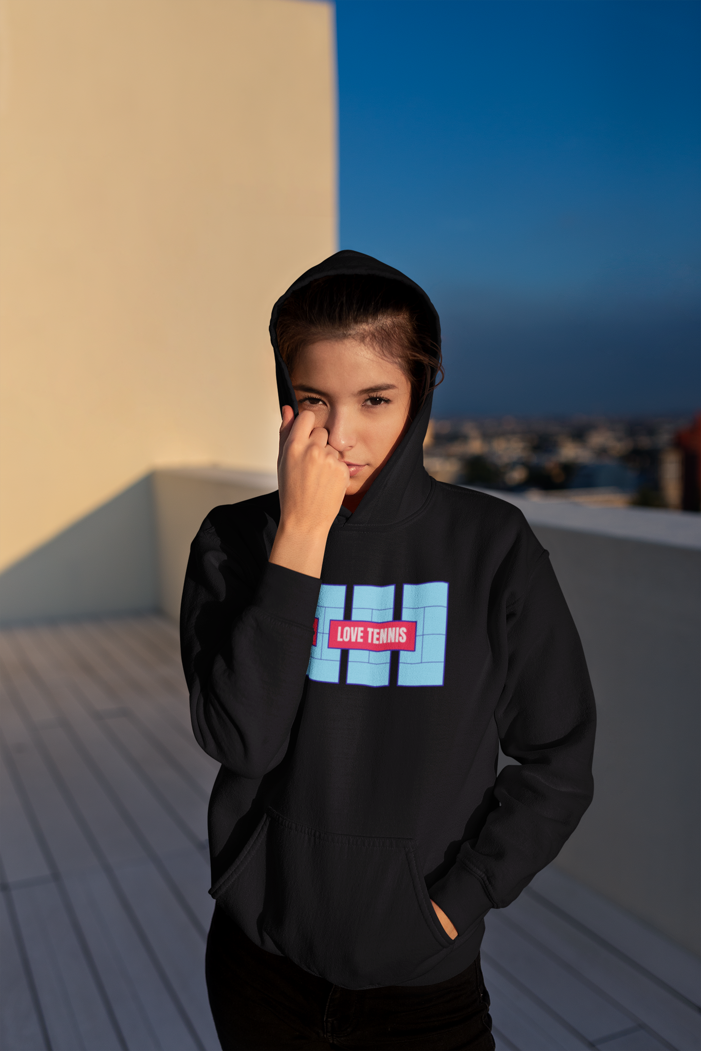 Love Tennis Four Courts - Front Design Hoody - Blue