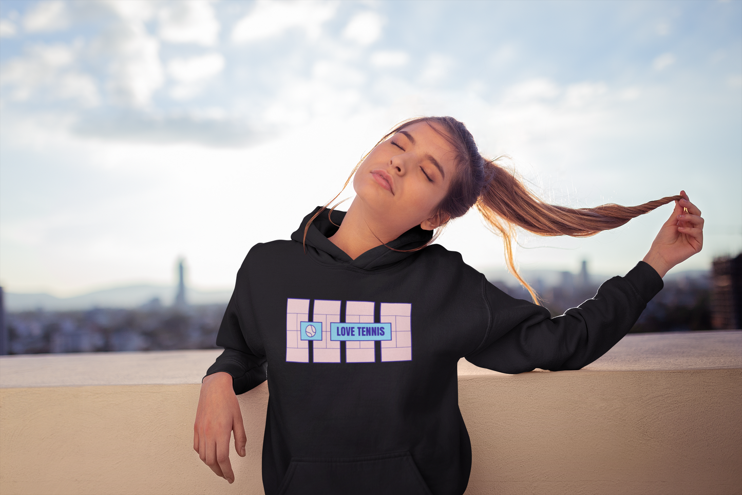 Love Tennis Four Courts - Front Design Hoody - Pink