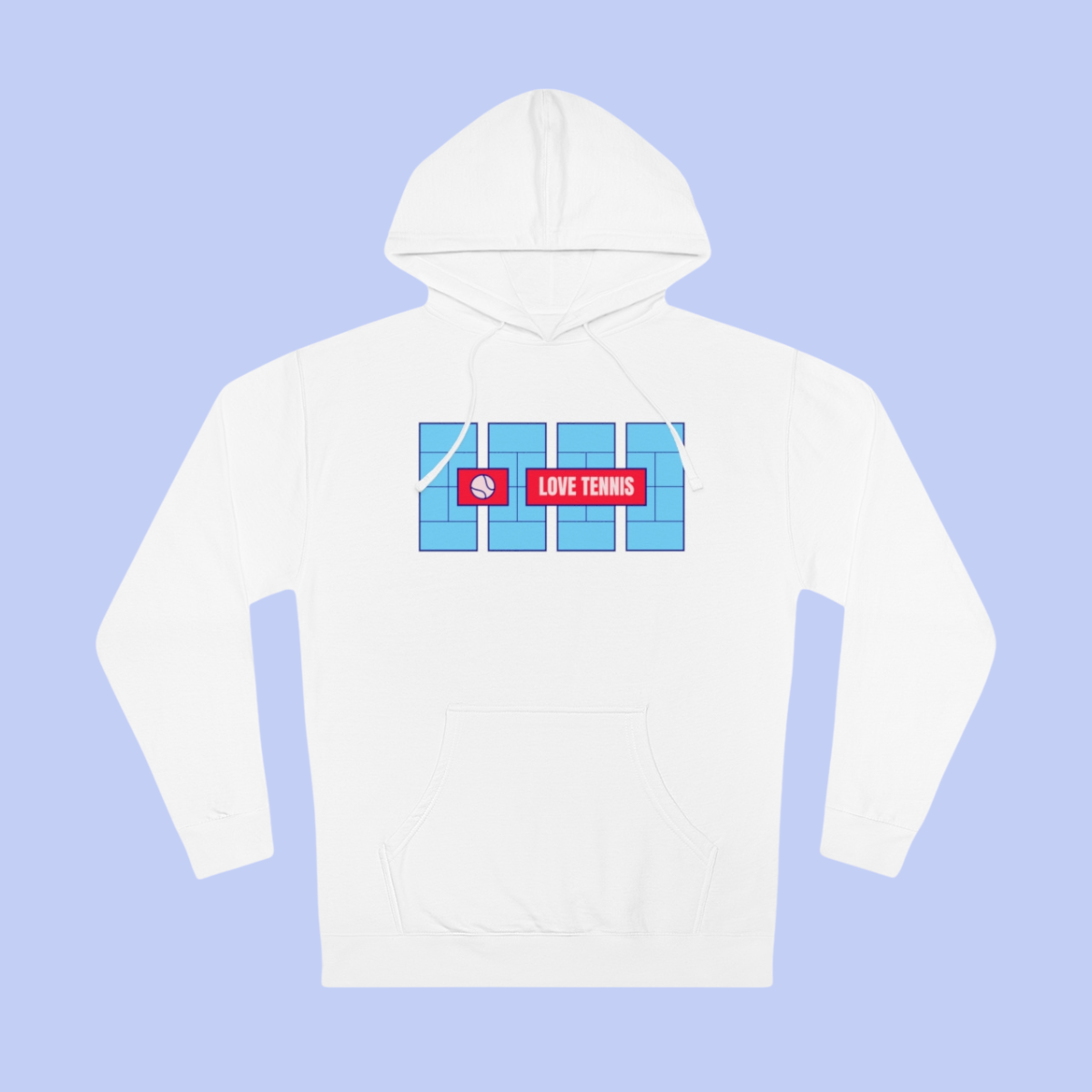 Love Tennis Four Courts - Front Design Hoody - Blue