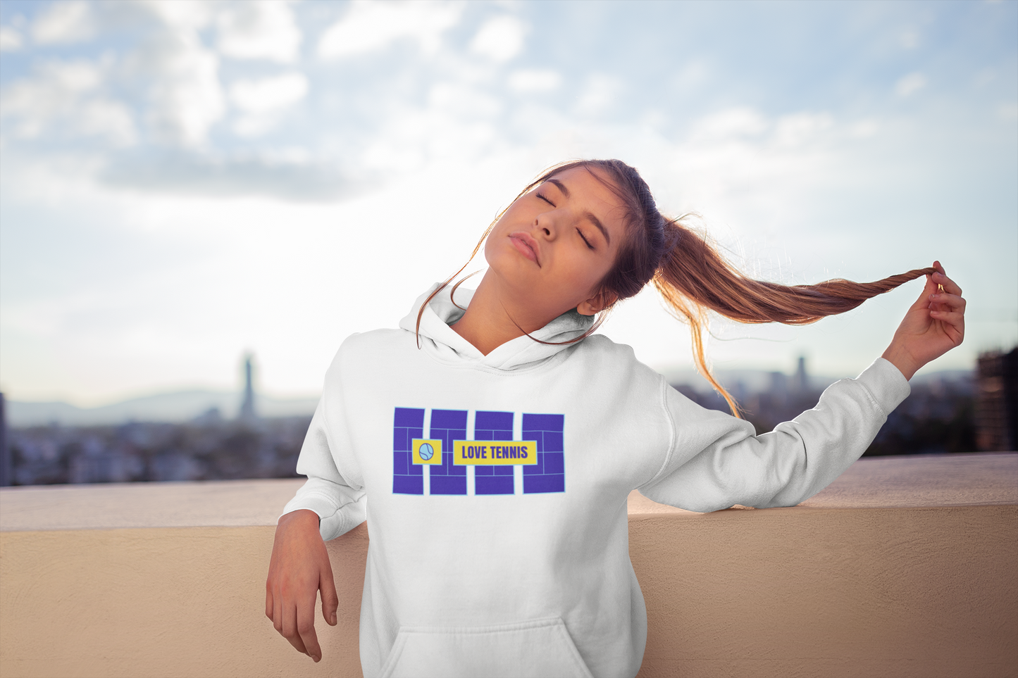 Love Tennis Four Courts - Front Design Hoody - Navy