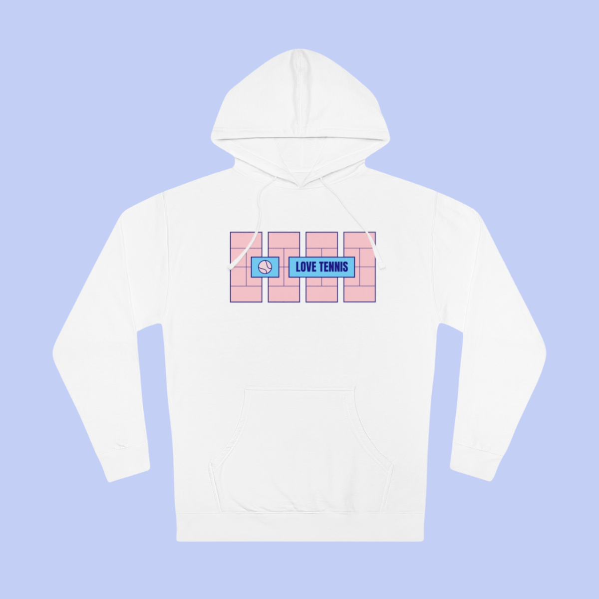 Love Tennis Four Courts - Front Design Hoody - Pink