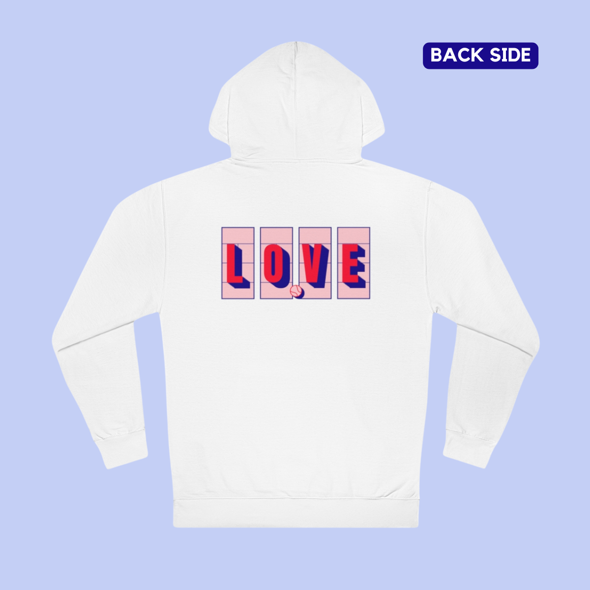 Love Tennis Four Courts - Back Design Hoody - French Rose