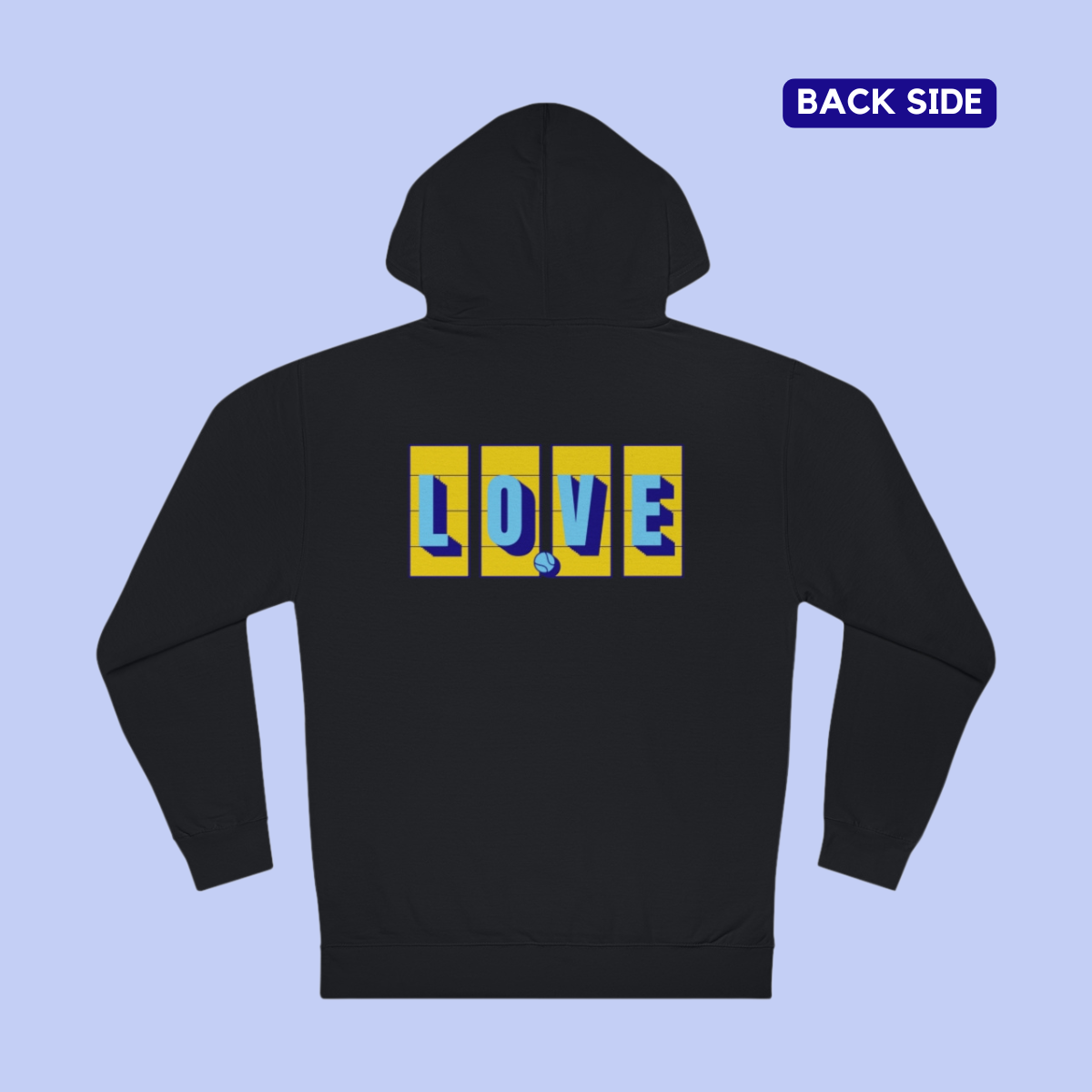 Love Tennis Four Courts - Back Design Hoodie - Yellow