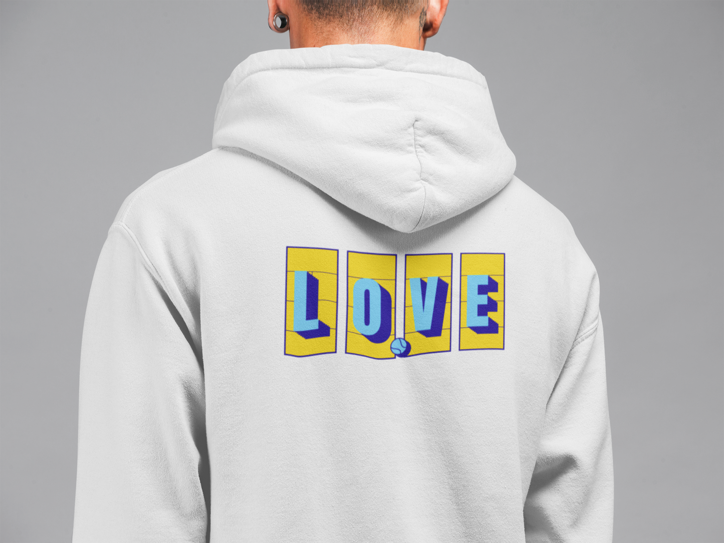 Love Tennis Four Courts - Back Design Hoodie - Yellow