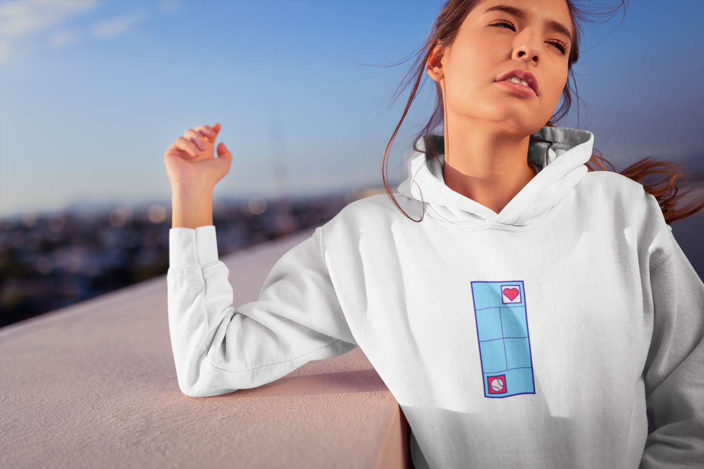 Love Tennis Single Court - Front Design Hoody - Blue