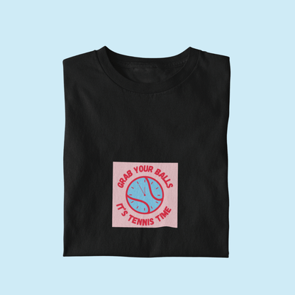 Grab Your Balls, It's Tennis Time Tee - Pink