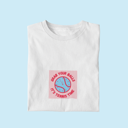Grab Your Balls, It's Tennis Time Tee - Pink