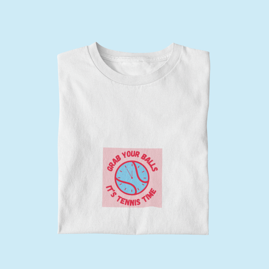 Grab Your Balls, It's Tennis Time Tee - Pink